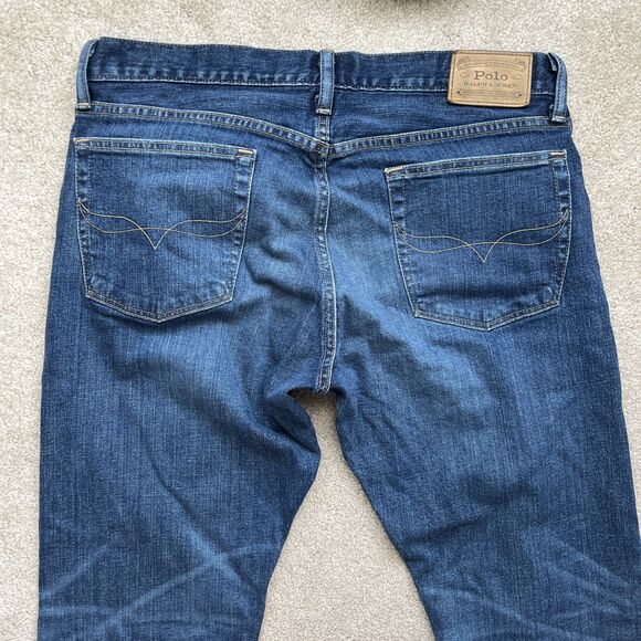 Polo Ralph Lauren Jeans Men 36x34 (Act 34x32) Varick Slim Straight Blue Whiskers